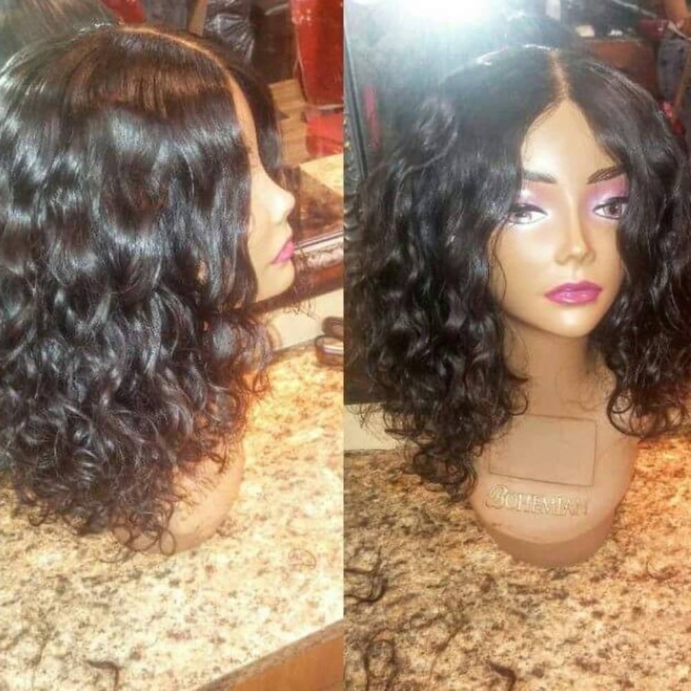 Jet black wig